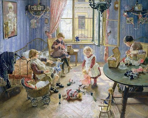 The old nursery by   fritz von uhde