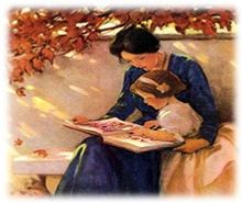 Mother Helps With The Abcs is a painting by Jessie Willcox Smith which was uploaded on